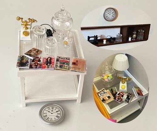 Miniature dollhouse side table - side,