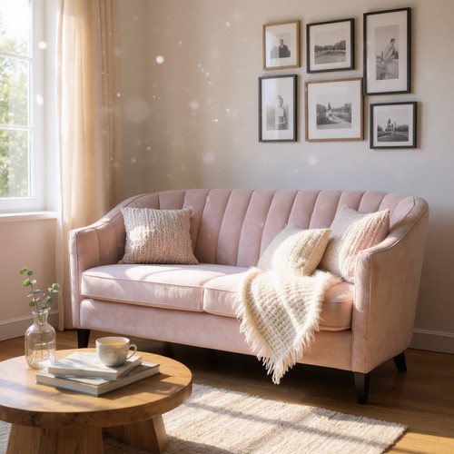 Pink velvet sofa seat chairs - sofa,