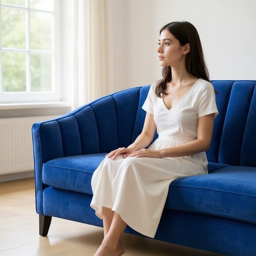 Blue velvet sofa - velvet, 3