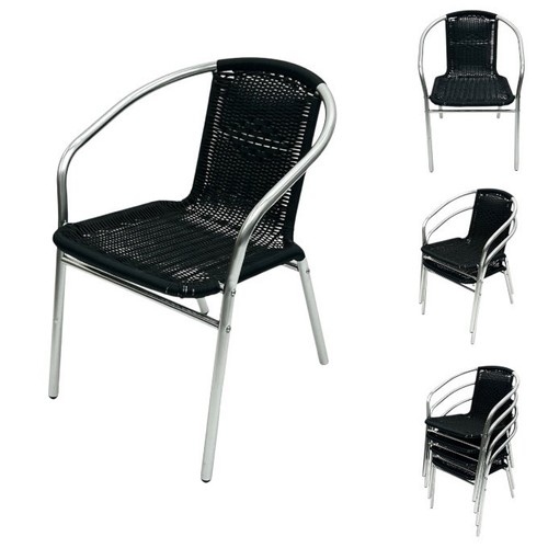 Black rattan garden chairs - garden,