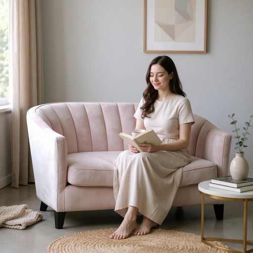 Pink velvet accent seat - velvet,